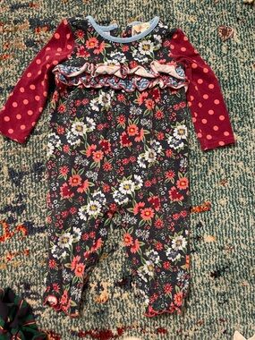 Matilda Jane Navy Floral Dress with Berry Accents